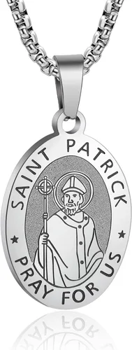 Miniatura 54 de Collar de patrón de santo, San Miguel/Virgen María/Rafael/Judá/Cristóbal/Benedicto/José/Patricio/Francisco/Florián/Tomás/Antonio, acero inoxidable