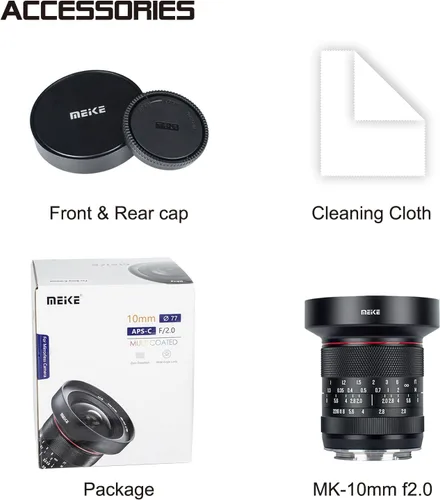 Miniatura 6 de Meike Lente de enfoque manual APS-C ultra gran angular F2.0 de 0.394 in compatible con cámaras Sony E-Mount A6700 A6600 A6400 A5000 A5100 A6000