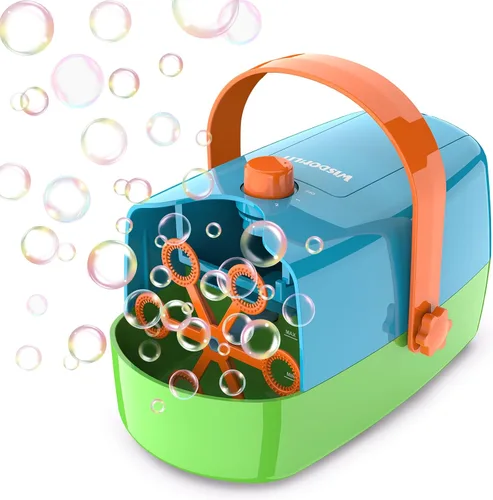 Miniatura 8 de Wisdomlit Máquina de burbujas, máquina de burbujas 3 en 1, soplador de burbujas con 3 ruedas de burbujas, hace pequeña mediana burbujas grandes