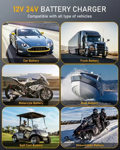 Miniatura 8 de Cargador de batería inteligente de 12 amperios, litio, plomo-ácido (AGM/Gel/SLA), cargador de batería de automóvil con reparación por pulsos