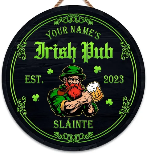 Miniatura 22 de ARTSY WOODSY Letrero de madera de pub irlandés personalizado (no tallado real), decoración del día de San Patricio, accesorios de placa de arte