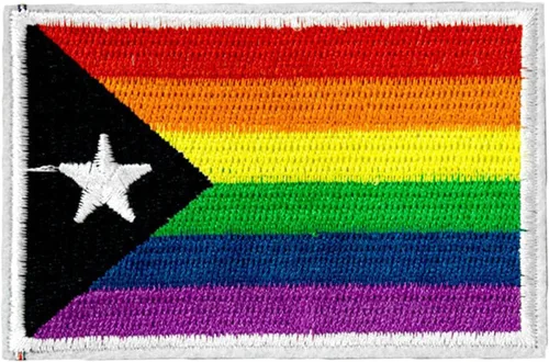 Miniatura 2 de CIRCULO Parche bordado de Puerto Rico, boricua, despegar y pegar, coser/planchar, emblema, 3 piezas (Isla), rojo, blanco y azul, 00112