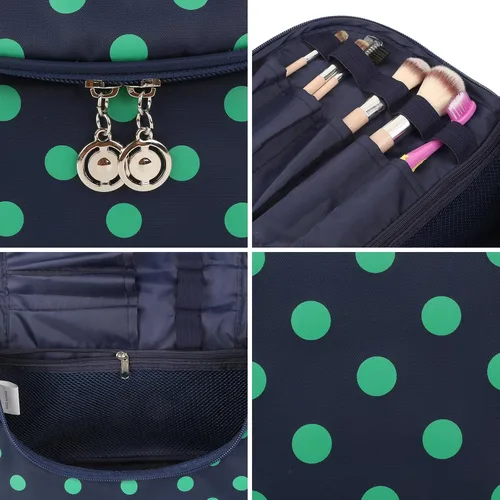 Miniatura 5 de Yeiotsy - Bolsa para cosméticos, neceser, para viaje, a lunares / Estuche de maquillaje para mujer Azul marino