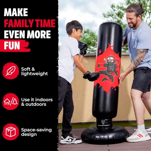 Miniatura 5 de THB Punching Bag for Kids - Inflatable Punching Bag with Boxing Gloves for Kids Age 3-8, 63” Ninja Boxing Bag with Electric Air Pump to Practice
