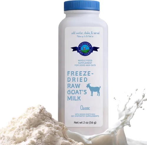 Shepherd Boy Farms Leche de Cabra Cruda Liofilizada con Probióticos para Perros y Gatos (Clásico), Leche de Cabra Alta en Proteínas y Digestible