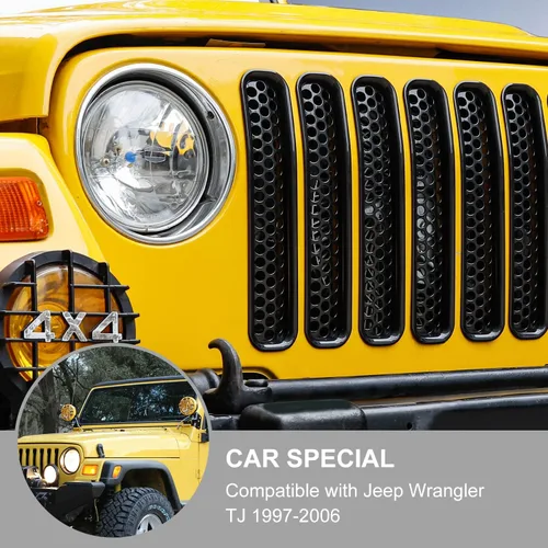 Miniatura 5 de JeCar para Jeep TJ Grill Inserts, Insertos de rejilla de malla para Jeep Wrangler TJ 1997-2006 (negro)