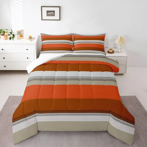 Miniatura 36 de jejeloiu Juego de edredón geométrico para niños, tamaño individual, diseño de rayas de color negro, blanco y gris, juego de ropa de cama decorativo