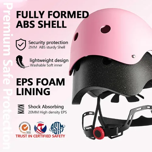 Miniatura 3 de Juego de casco de bicicleta para niños, certificado CPSC con rodilleras, coderas, muñequeras, casco negro ajustable para niñas de 2-3-5-8 años