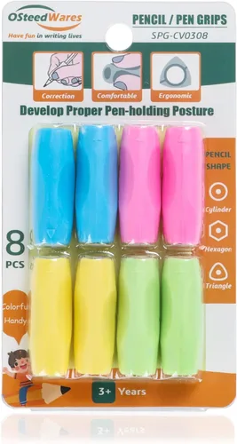 Miniatura 10 de Agarre ergonómico para lápices, extensor y tapa 3 en 1, paquete de 6 compañeros de silicona para lápices de escritura a mano para niños y adultos