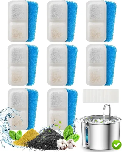 Miniatura 11 de oneisall Fuente de agua para gatos de acero inoxidable, fuentes de agua de 2 litros para gatos en interiores con bomba silenciosa y 3 filtros