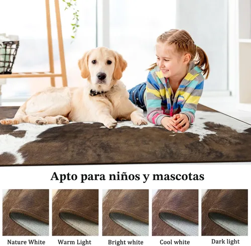 Miniatura 2 de Foxmas Alfombras de Área para Sala de Estar, 4x6 pies Lavables a Máquina con Estampado de Vaca, Alfombra de Piso Interior Antideslizante de Pelo