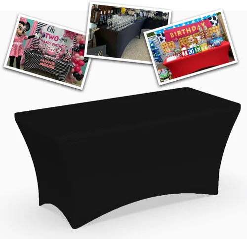 Miniatura 4 de YOUR CHAIR COVERS Paquete de 6 manteles rectangulares de elastano ajustables de 6 pies, para decoración de bodas, eventos, patio, tela elástica