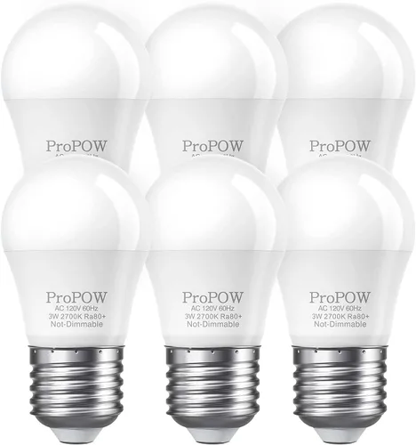 Bombillas de 25 W equivalentes a bombillas LED A15 E26 de 3 W, color blanco suave, 2700 K, bombillas de bajo vatio, para el hogar, dormitorio,