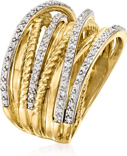 Miniatura 3 de Ross-Simons Anillo de carretera de diamantes de 0,25 qt t en oro amarillo de 18 quilates sobre plata de ley