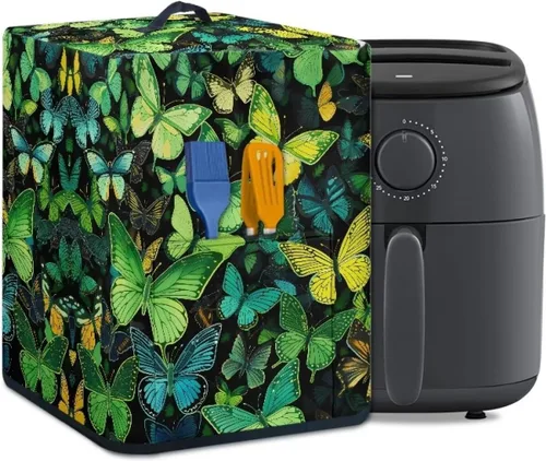 Miniatura 40 de Air Fryer Oven Dust Cover with Handle and Pocket, Easy Cleaning Electric Appliance Cover, Brown Flower Flor marrón (Brown Flower)