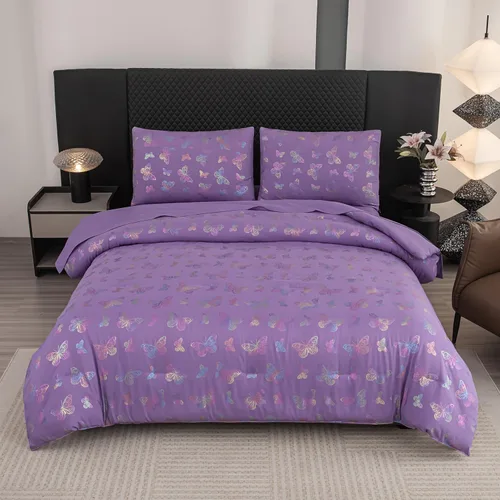 Miniatura 14 de Juego de edredón rosa individual, ropa de cama de 5 piezas en una bolsa individual para niñas adolescentes, juego de ropa de cama con volantes rosas