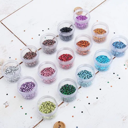 Miniatura 3 de Juego de diamantes de imitación metálicos de fijación en caliente de 15 colores, 0.110 in - 10SS - Quince 10 paquetes brutos - 21600 diamantes
