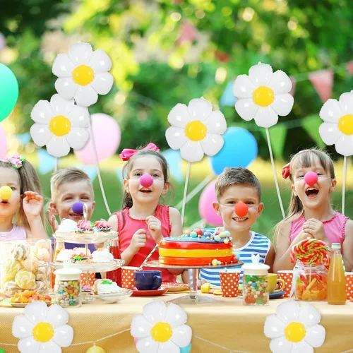 Miniatura 5 de Sotiff 21 globos de flores de margaritas blancas Groovy Flower Daisy Decoraciones de fiesta Retro Hippie Boho Girl Party Decor (20 x 15.7 pulgadas)