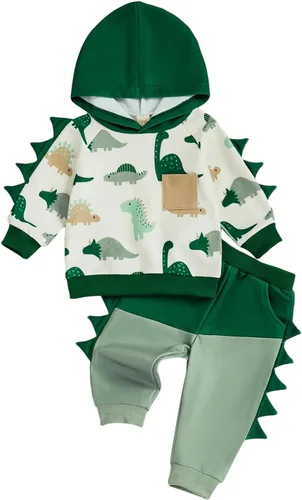 Miniatura 28 de Conjunto de ropa de otoño e invierno para bebé y niño, sudadera larga con capucha y pantalones para niños pequeños, 6, 12, 18, 24 meses, 2T