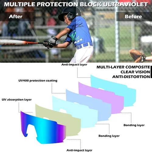Miniatura 4 de FEISEDY Gafas de sol para niños, gafas de sol de béisbol juveniles, UV400, deportes, adolescentes, ciclismo, sombras para niños y niñas de 8 a 16