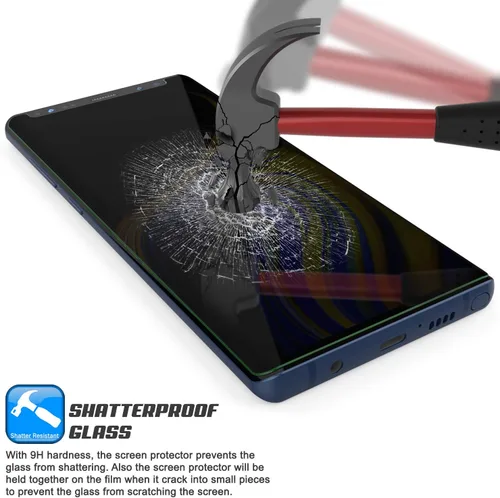 Miniatura 6 de PUNKSHIELD - Protector de pantalla de vidrio templado para Note 9, universal, compatible con funda 9H HD, sin burbujas, curvada de 0.013 in