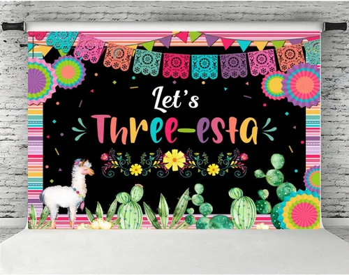 Miniatura 2 de Lofaris Telón de fondo mexicano para tercer cumpleaños, fiesta de tercer cumpleaños, decoración de fiesta de cumpleaños para niñas, fondo