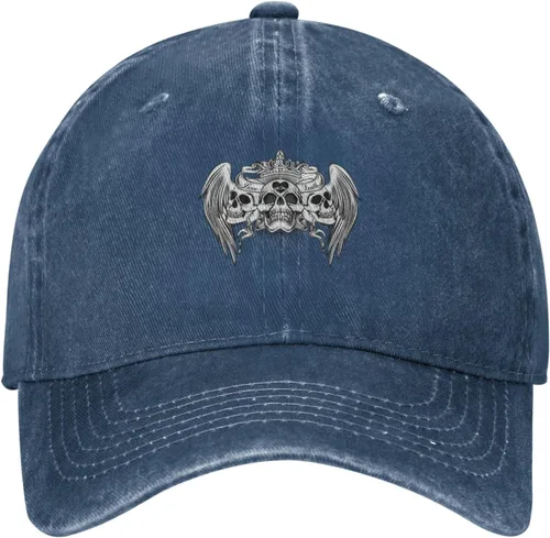 Miniatura 2 de Cowboy Hat Trendy Hats for Man and Women Djustable Four Season Outdoor Baseball Cap of Hell Skull with Angel Navy Blue