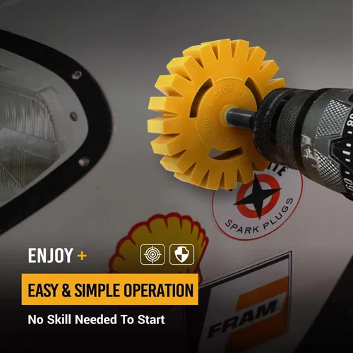 Miniatura 6 de Rueda de Goma Eliminadora de Calcomanías Dentada EWK, Rueda de Goma para Taladro, Ideal para la Eliminación de Adhesivos, Rayones y Calcomanías