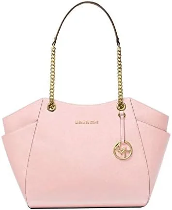 Michael Kors Jet Set - Bolso de viaje de piel saffiano para mujer color rubor en polvo talla L Powder Blush