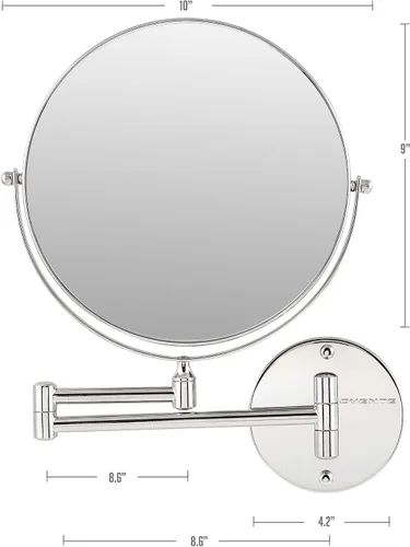 Miniatura 6 de OVENTE Espejo de maquillaje montado en la pared de 7 pulgadas con aumento 1X/10X, espejo redondo de tocador de baño de doble cara, diseño giratorio