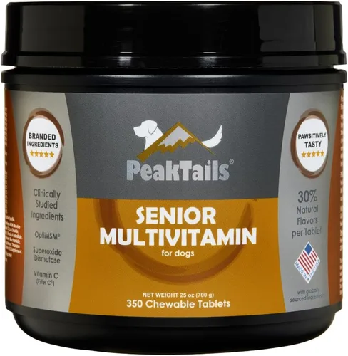 Miniatura 9 de Multivitamínico senior para perros – 150 tabletas con MSM, superóxido dismutasa, vitamina C y 19 nutrientes esenciales – Apoya la salud