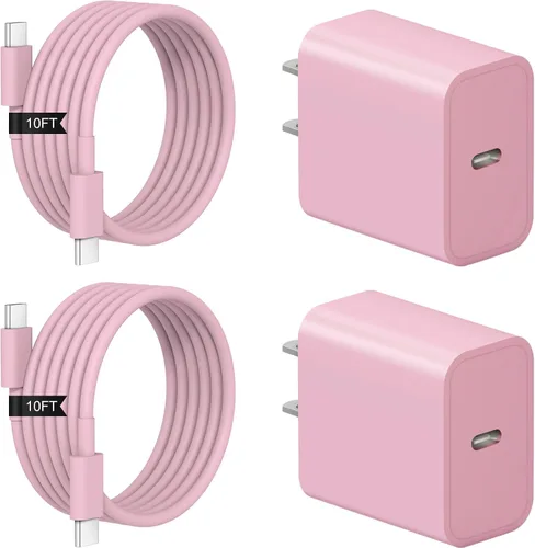 Miniatura 17 de Cargador de carga rápida para iPhone 17, 16, 15, paquete de 2+2 cargadores de pared USB C de 20 W con cable de carga rápida de 6 pies compatible