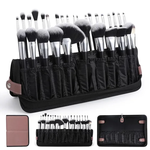 Miniatura 4 de DUcare Organizador de brochas de maquillaje, 30 piezas, fundas de viaje plegables, brochas de maquillaje, bolsa de cosméticos de pie, almacenamiento