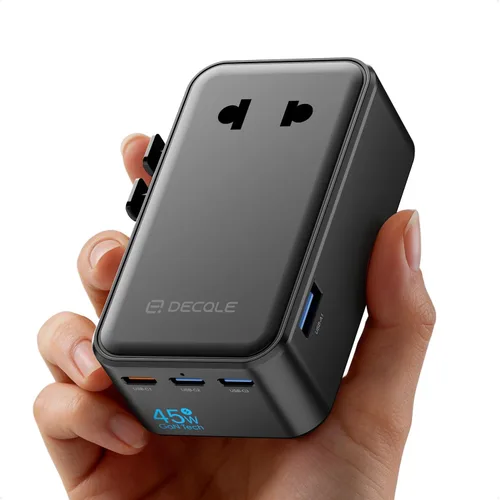 Miniatura 22 de Adaptador de viaje universal, adaptador de enchufe de viaje internacional con 2 puertos USB-C y 2 puertos USB-A, con toma de corriente AC adicional