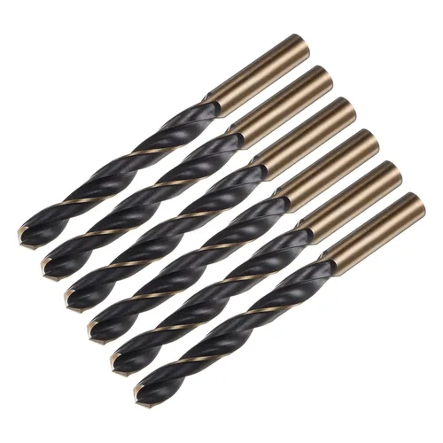 Miniatura 22 de uxcell 6 brocas Jobber de 0.118 in de nitruro negro y oro recubierto de titanio 4341 de alta velocidad (HSS) Brocas helicoidales de punto dividido