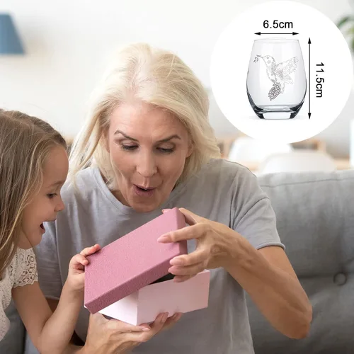 Miniatura 7 de Geiserailie Copas de vino sin tallo de colibrí, vidrio sin tallo, rama de Navidad, taza de té, exquisitos regalos para mujeres, amigos, hombres
