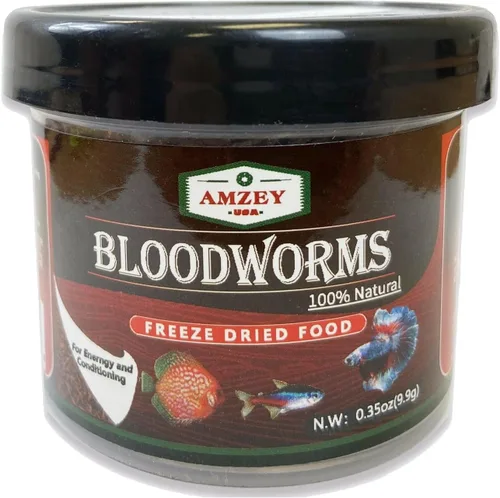 Miniatura 5 de Amzey Blood Worms - Gusanos de sangre liofilizados 100% naturales - Acuario alimento alto en proteínas para peces betta, peces dorados, cíclidos