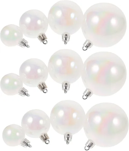 Miniatura 10 de Garneck Adornos de bolas de Navidad iridiscentes, rellenables, 40 bombillas de Navidad inastillables, bolas decorativas de plástico para decoración