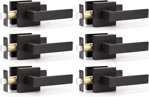 Miniatura 20 de KNOBWELL Paquete de 1 manija de puerta interior negra para uso en interiores, reversible para izquierda y derecha sin llave Negro