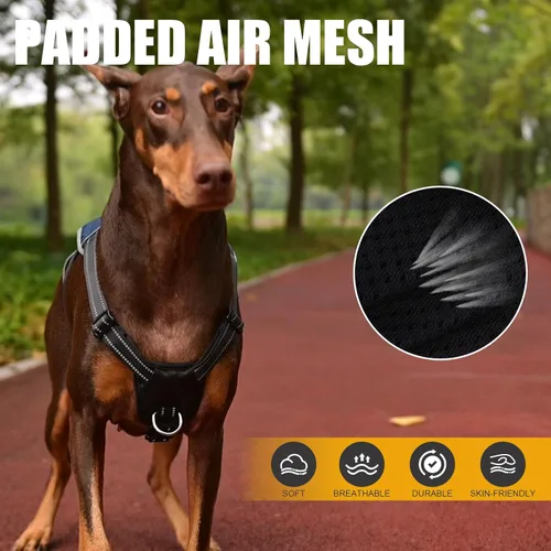 Miniatura 5 de Mihachi Arnés para perros pequeños, chaleco de servicio sin tirones a prueba de escapes, con tiras reflectantes y asa de control, ajustable