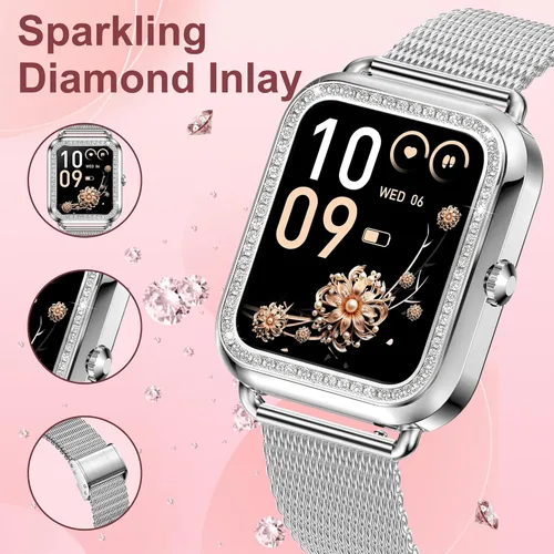 Miniatura 2 de Reloj inteligente, reloj inteligente HD de 1.59 pulgadas para mujer, contestar/hacer llamadas, reloj de seguimiento de actividad física para iPhone