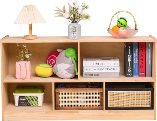 Miniatura 9 de Gabinete de almacenamiento de madera, estante Montessori de 5 secciones, Estantería para habitaciones