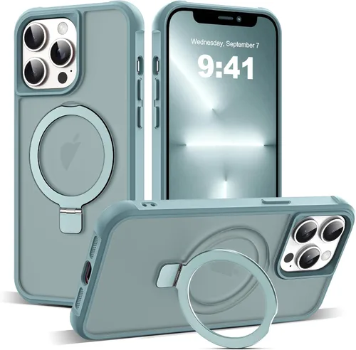 Miniatura 63 de SKYLMW – Funda compatible con iPhone 12 Pro Max y iPhone 13 Pro Max con soporte magnético invisible tipo anillo, fundas translúcidas para teléfonos