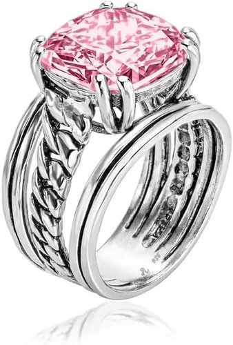 JEAN RACHEL JEWELRY Anillo de plata de ley 925, diseño vintage con circonita cúbica en forma de cojín, hipoalergénico, sin plomo ni níquel, anillos