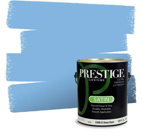 Miniatura 1603 de Pintura Exterior + imprimación PRESTIGE, todo-en-uno, 1 galón, acabado mate, color comparable al Valspar* Royal Gray* VS151-Gris real