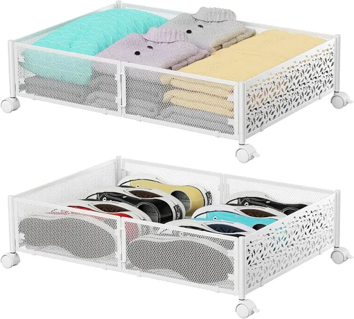 Miniatura 17 de Contenedor de Almacenamiento Debajo de la Cama con Ruedas, Organizador de Cajones de Almacenamiento para Zapatos Debajo de la Cama, Contenedores