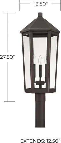 Miniatura 2 de Capital Lighting Ellsworth 926934OZ - Poste de cristal transparente para exteriores, 3 luces, 180 vatios totales, 28 pulgadas de alto x 13 pulgadas