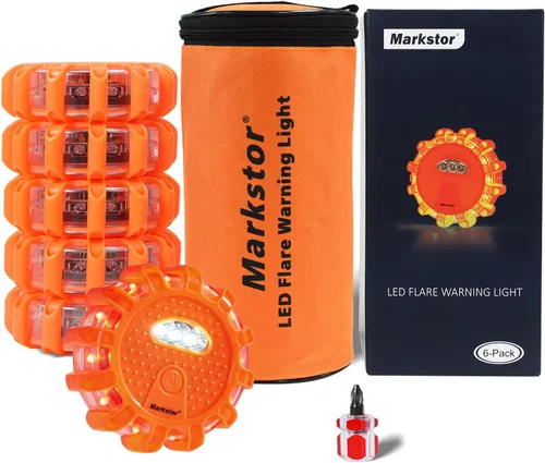 Paquete de 6 luces LED de emergencia para automóvil, base magnética y gancho para luces de carretera con 9 modos intermitentes, luces de emergencia