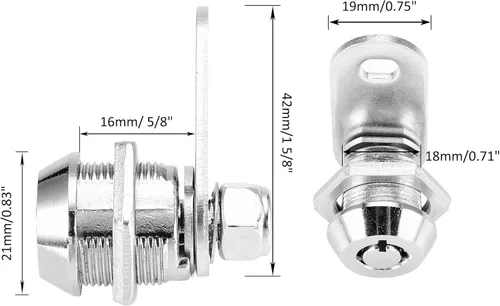 Miniatura 6 de Cerradura tubular de leva para gabinete con llaves, cilindro de 7/8 pulgadas con llave igual, caja de herramientas de repuesto para cajón seguro