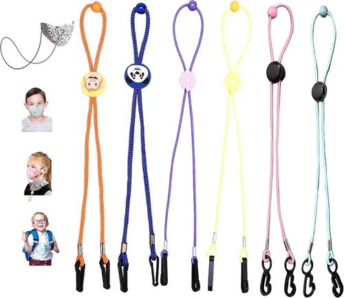 Máscara de cordón collar para mujeres ajustable colorido máscara de la cara de los cordones con clip Anti-perdido gafas correas para niñas
